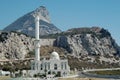 Rock of Gibraltar & Ibrahim-al-Ibrahim Mosque Royalty Free Stock Photo