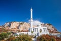 Rock of Gibraltar and Ibrahim-al-Ibrahim Mosque Royalty Free Stock Photo