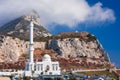 Rock of Gibraltar and Ibrahim-al-Ibrahim Mosque Royalty Free Stock Photo