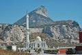 Rock of Gibraltar & Ibrahim-al-Ibrahim Mosque Gibraltar Royalty Free Stock Photo