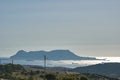 The rock of Gibraltar at the coast line of the mediterranean sea.