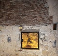 The Rock of the Golgotha in The Church of the Holy Sepulchre, Christ`s tomb, in the Old City of Jerusalem, Israel Royalty Free Stock Photo