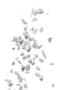 Rock gravel fall down pouring, gray stone pebbles rock explode abstract cloud fly. Construction rock stone splash in air, object Royalty Free Stock Photo