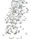 Rock gravel fall down pouring, gray stone pebbles rock explode abstract cloud fly. Construction rock stone splash in air, object Royalty Free Stock Photo