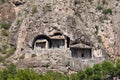 Rock graves Kaya mezarlari in Turkish on hill in Amasya city, Turkey Royalty Free Stock Photo