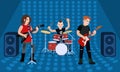 Rock group band concept banner, flat style Royalty Free Stock Photo