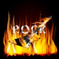 Rock guitar in flames Royalty Free Stock Photo