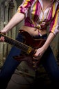 Rock Guitar Girl Royalty Free Stock Photo