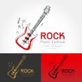 Rock guitar logo vector Royalty Free Stock Photo