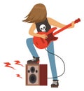 Rock guitar player. Punk musician cartoon character