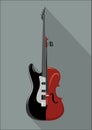 Rock guitar and violin. Isolated musical instrument on white background. Classic and Rock concept. Vector illustration Royalty Free Stock Photo