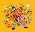 Rock guitarist cartoon illustration Royalty Free Stock Photo