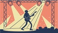 Rock Guitarist Performing Live on Stage with Spotlight, vector design Generative AI Royalty Free Stock Photo