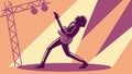 Rock Guitarist on Stage, Dynamic Music Performance Vector, vector design Generative AI Royalty Free Stock Photo