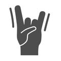Rock hand gesture solid icon, Music festival concept, rock and roll sign on white background, hard rock or heavy metal Royalty Free Stock Photo