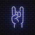 Rock hand neon, great design for any purposes. Vector illustration