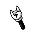 Rock hand sign logo, metal hand finger gesture vector with bolt lightning icon in trendy line art style isolated on white backgrou