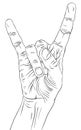 Rock on hand sign, rock n roll, hard rock, heavy metal, music, d Royalty Free Stock Photo