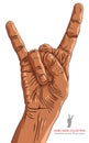 Rock on hand sign, rock n roll, hard rock, heavy metal, music, d Royalty Free Stock Photo