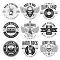 Rock and heavy metal music set of vector emblems Royalty Free Stock Photo