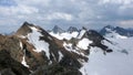 Rock and ice and snow mountain landscape in the Swiss Alps in summer above Klosters in the Silvretta mountain range Royalty Free Stock Photo