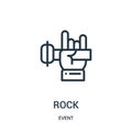 rock icon vector from event collection. Thin line rock outline icon vector illustration