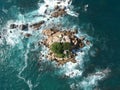 Rock island from Above in Pacific Ocean near Acapulco, Mexico Royalty Free Stock Photo