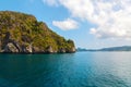 Rock island on blue tropical sea, PhilippinesBoracay island Royalty Free Stock Photo