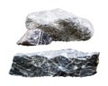 Rock isolated on white background. Granite stone with cut. Clipping path Royalty Free Stock Photo