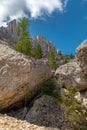 Rock labyrinth below Latemar mountains