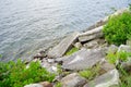 rock at Lake Champlain at Vermont in summer Royalty Free Stock Photo