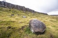 Rock in landscape of Gerduberg cliffs, Snaefellsnes, Iceland