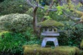 Rock lantern in portland japanese garden Royalty Free Stock Photo