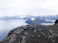 Rock ledge on the rim overlooking Crater Lake