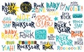 Rock lettering. Graffiti vector collection for kids. Handwritten words and phrases in a funny doodle style. Ideal for