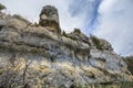 Rock like a face near saut du doubs waterfall in the region of d