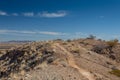 Rock lined beaten path along a ridge, Sevilleta National Wildlife Refuge, New Mexico USA Royalty Free Stock Photo