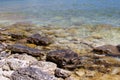 The rock lined lakebed and shoreline of Lake Michigan in Sturgeon Bay, Door County, Wisconsin Royalty Free Stock Photo