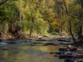 Rock-Lined Stream Running Through a Deciduous Forest in Autumn Royalty Free Stock Photo