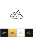 Rock logo or mountain stone linear vector icon