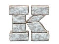 Rock masonry font letter K 3D