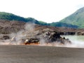 Rock on mount Tavuruvur volcanic eruption lies near Rabaul, Papua New Guinea. Nature concept