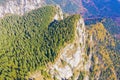 Rock mountain and autumn forest viewed from above Royalty Free Stock Photo