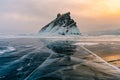 Rock mountain in Baikal Siberia Russia winter season