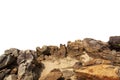 Rock mountain slope or top foreground close-up isolated on white background. Element for matte painting, copy space.