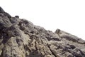 Rock mountain slope or top foreground close-up isolated on white background. Element for matte painting, copy space.