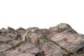 Rock mountain slope or top foreground close-up isolated on white background. Element for matte painting, copy space.