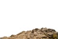 Rock mountain slope or top foreground close-up isolated on white background. Element for matte painting, copy space.