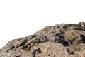 Rock mountain slope or top foreground close-up isolated on white background. Element for matte painting, copy space.