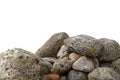 Rock mountain slope or top foreground close-up isolated on white background. Element for matte painting, copy space.